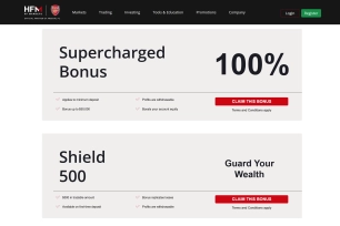 HFM welcome bonus page showing bonus details
