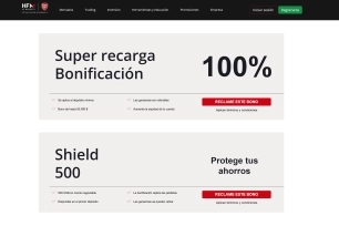 HFM welcome bonus page showing bonus details