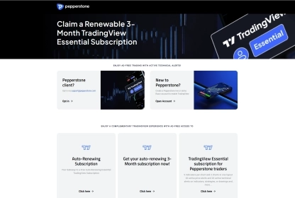Screenshot showing how to get a free TradingView subscription on Pepperstone and the qualifying conditions