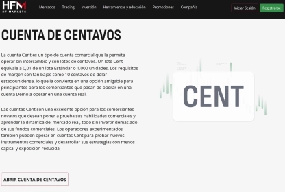 HFM broker Cent Account overview with features