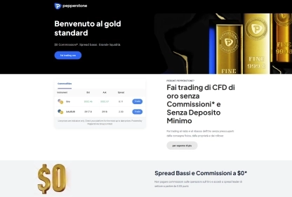 Pepperstone Gold trading page showing trading conditions and available offers