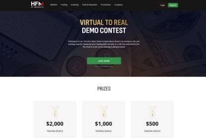 HFM demo trading competition showing participation conditions