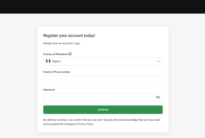 HFM account registration form