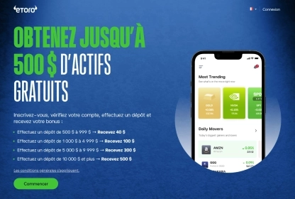 eToro : Action ou Crypto Gratuite – Bonus d'Inscription