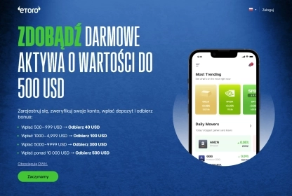 eToro: Darmowa akcja lub kryptowaluta – bonus za rejestrację