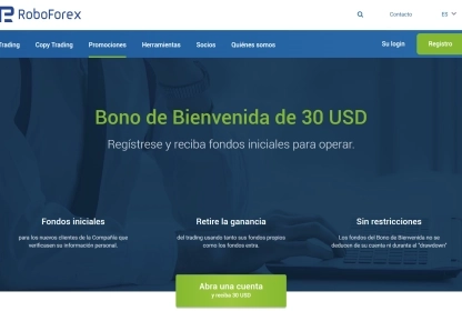 Bono de bienvenida de $30 de RoboForex