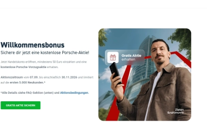 XTB Neukundenbonus: Kostenlose Porsche-Aktie