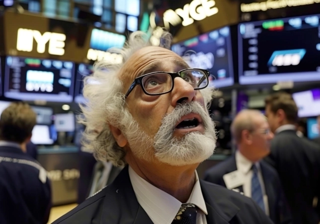 Wall Street professional trader analyzing charts on Wall Street.