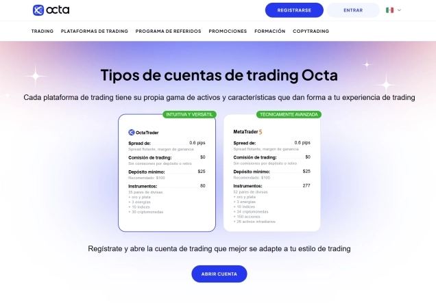 Tipos de Cuenta de Octa Revisados