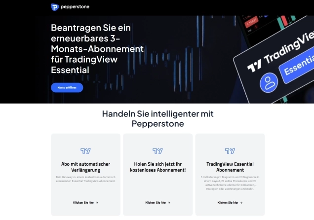 Screenshot showing how to get a free TradingView subscription on Pepperstone and the qualifying conditions