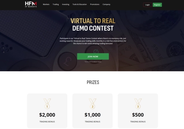 HFM demo trading competition showing participation conditions