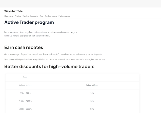 Screenshot of the Pepperstone Active Trader Program