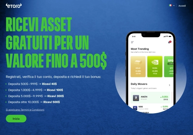 eToro: Azione o Cripto Gratis – Bonus di Registrazione