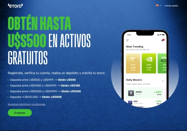 eToro: Bono de Bienvenida – Acción/Criptomoneda gratis