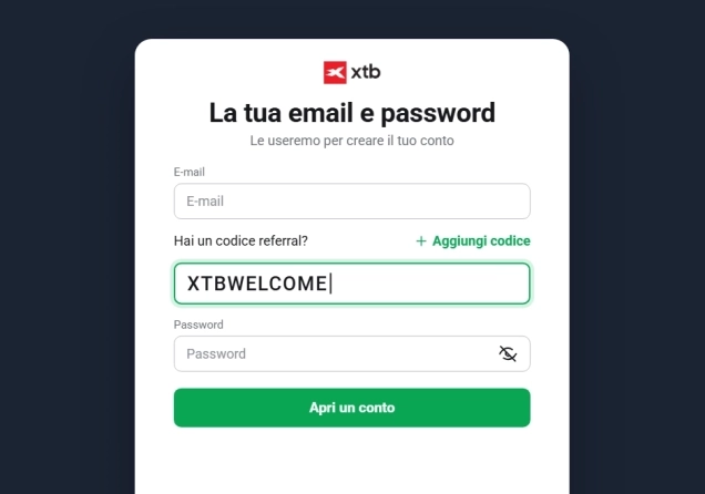 Codice referral XTB: XTBWELCOME