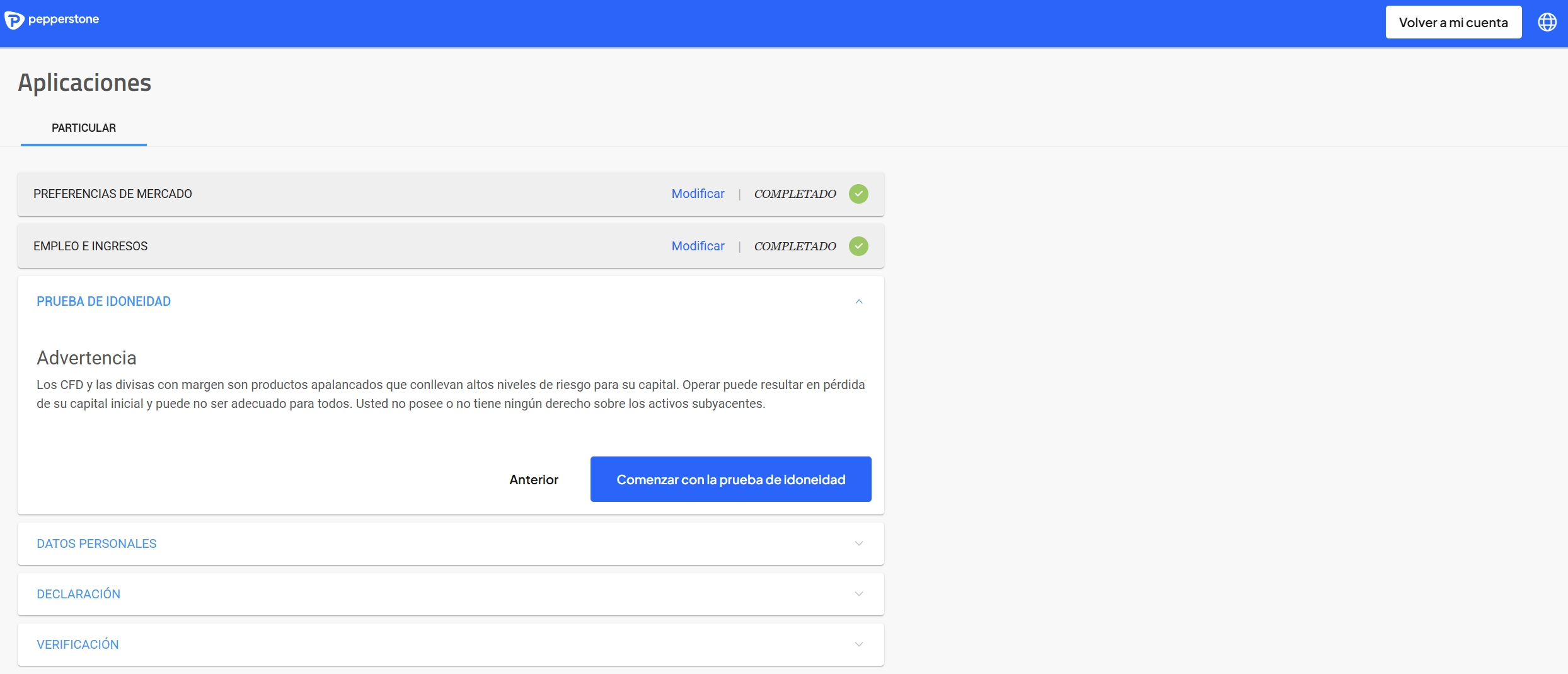Formulario de Registro Pepperstone