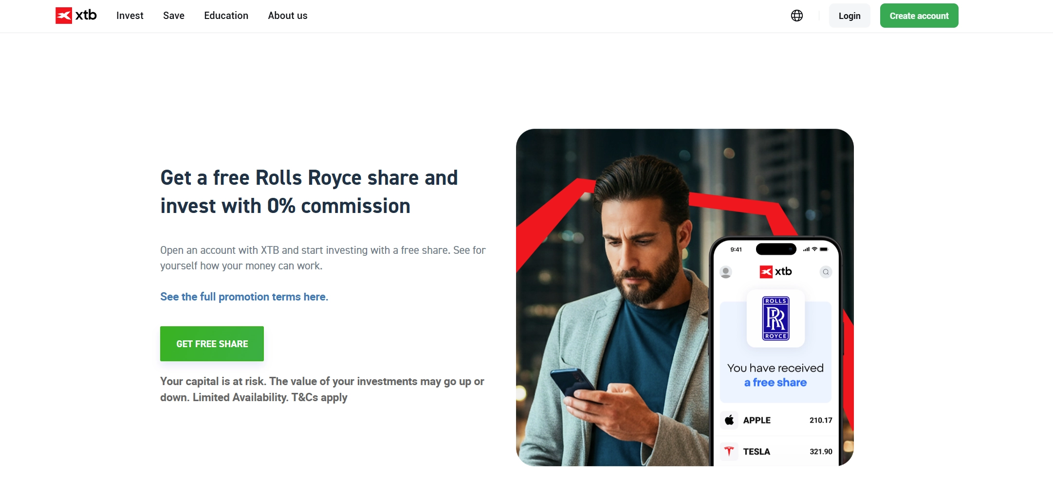 XTB Free Stock – Get 1 Rolls-Royce Stock as Bonus