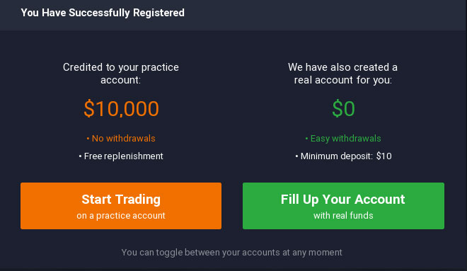 Binary options demo account no deposit